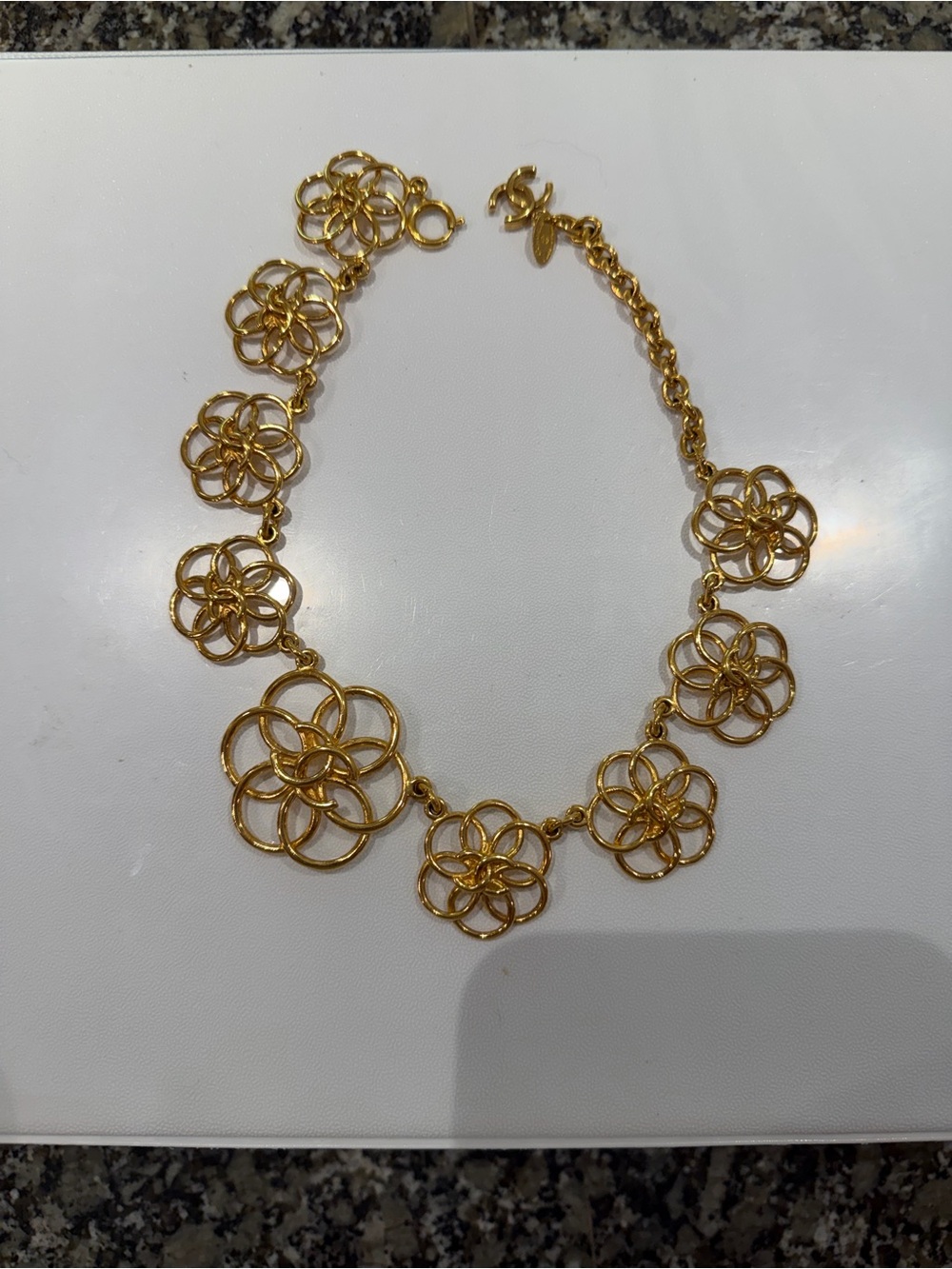 Gold Floral Link Necklace - Women's Jewelry